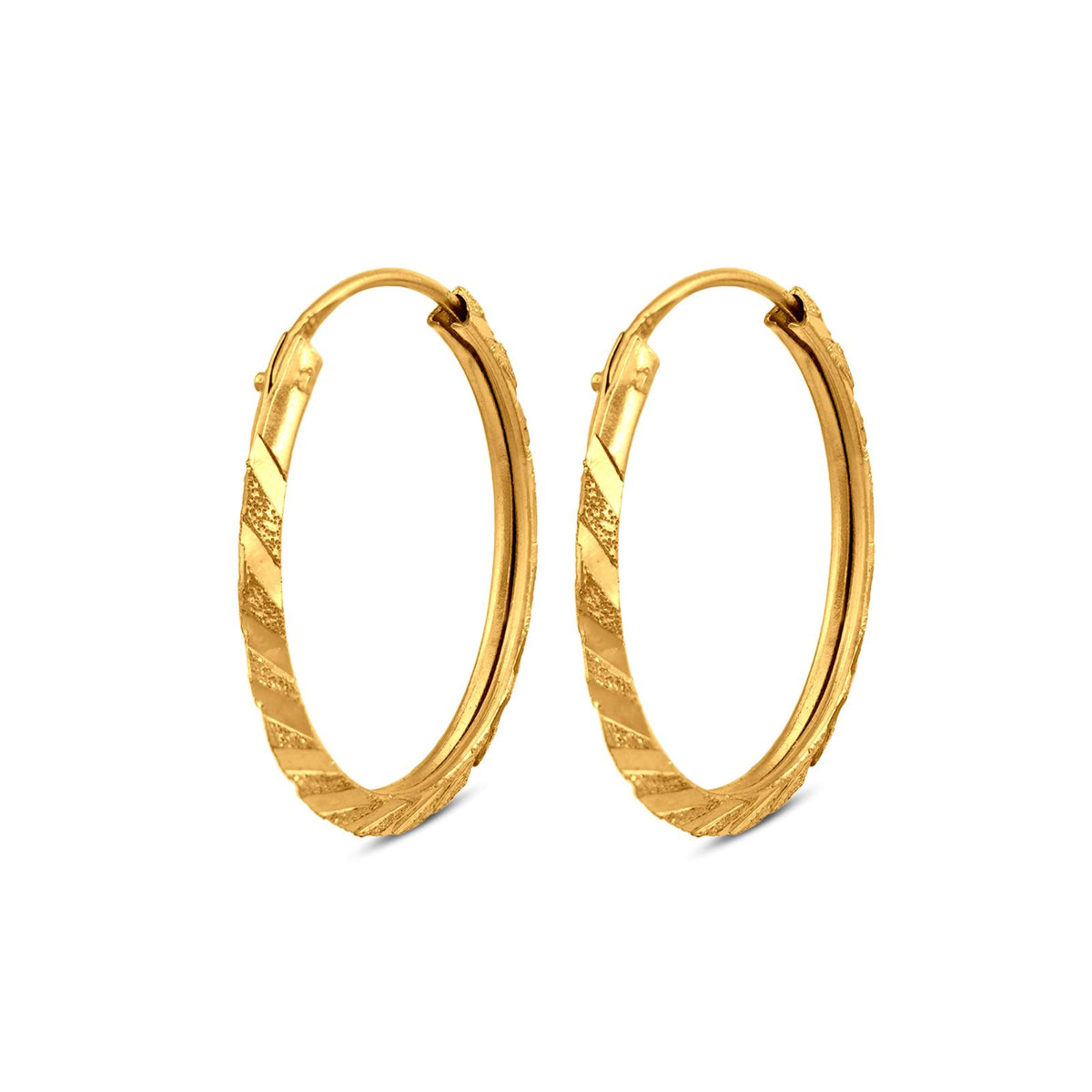 Two Tone Stylish Hoop Earring In 22K Gold