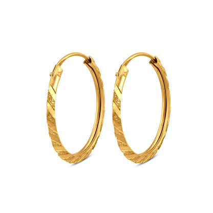 Two Tone Stylish Hoop Earring In 22K Gold