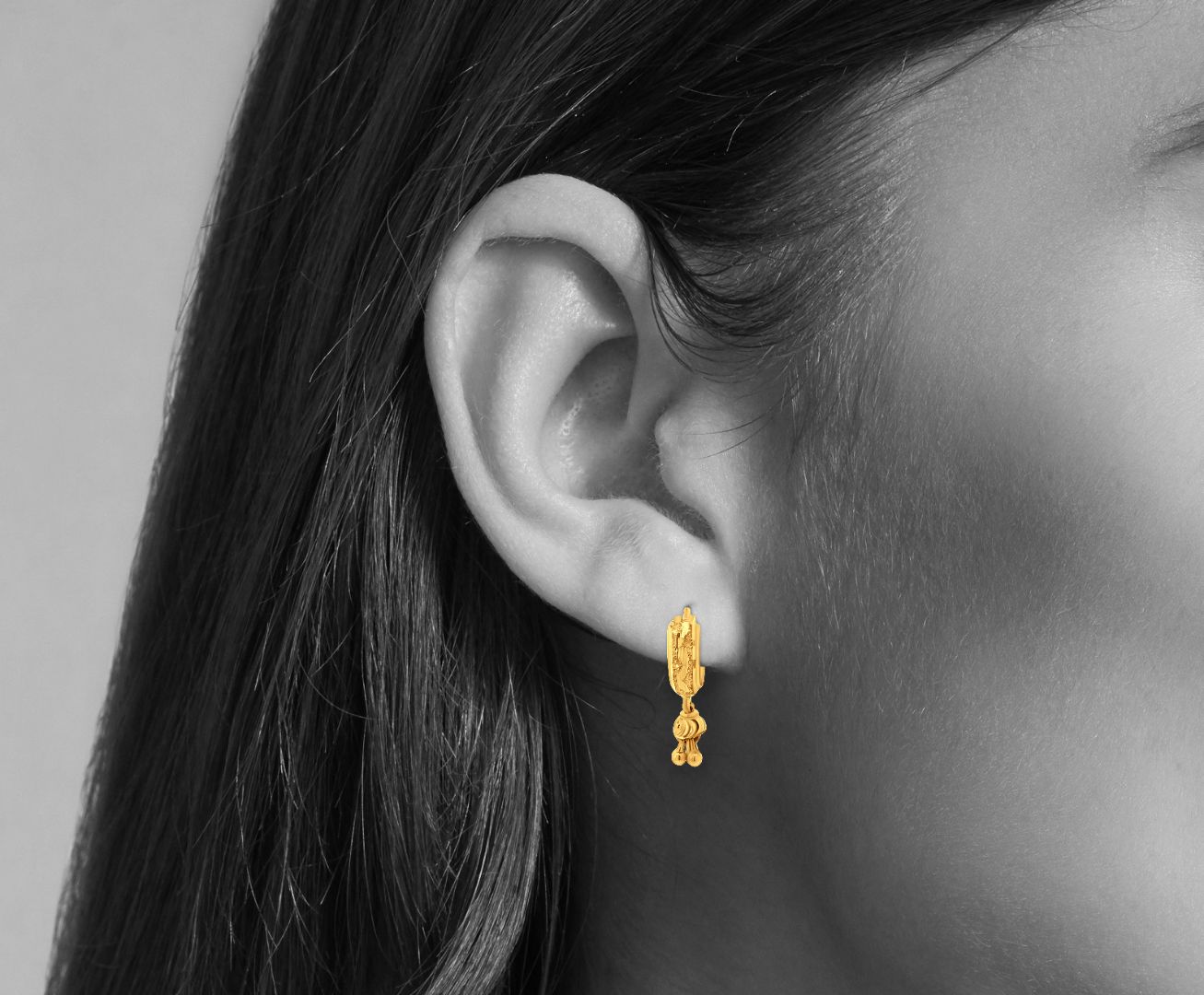 22k Gold Huggie Hoop Earrings with Trinkets