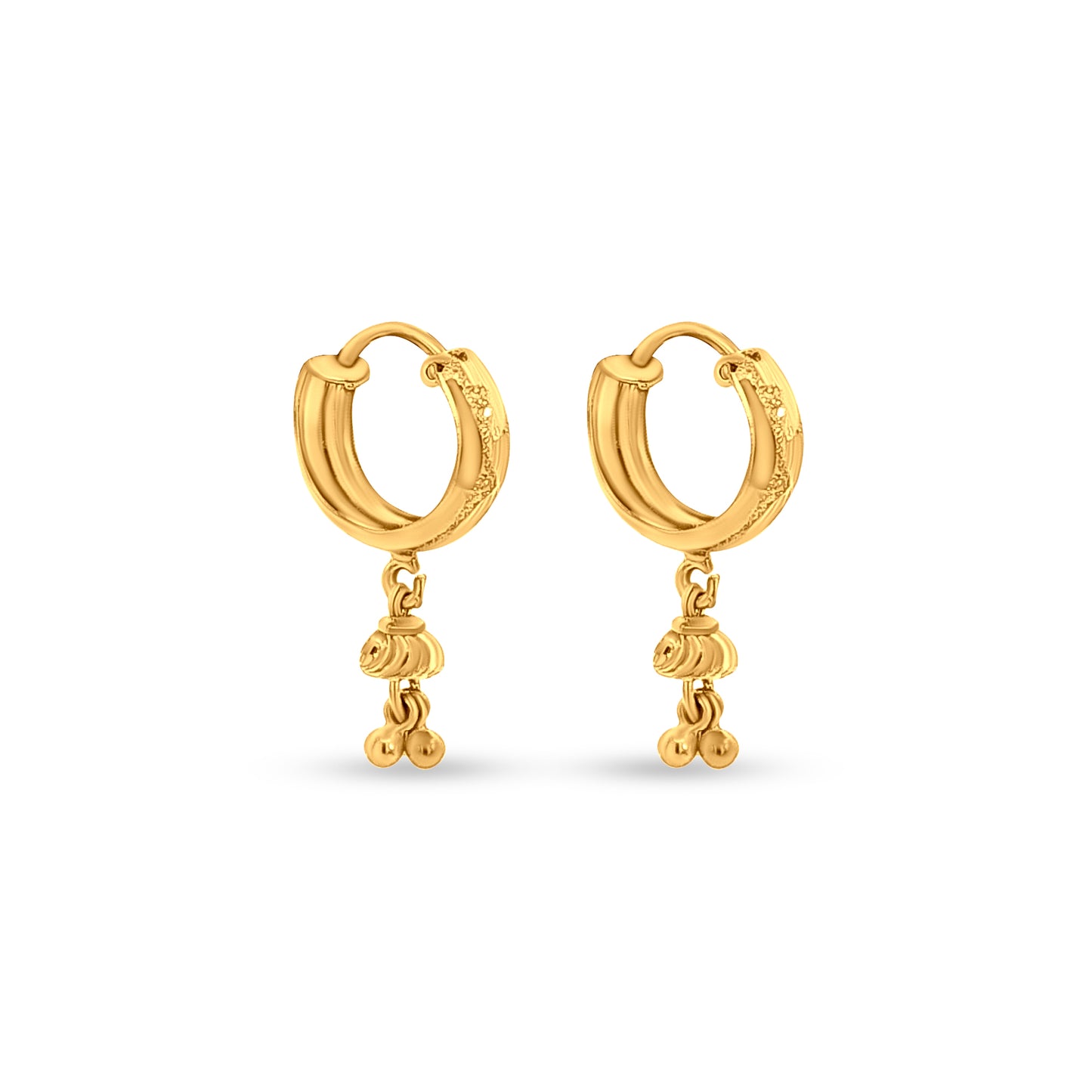 22k Gold Huggie Hoop Earrings with Trinkets
