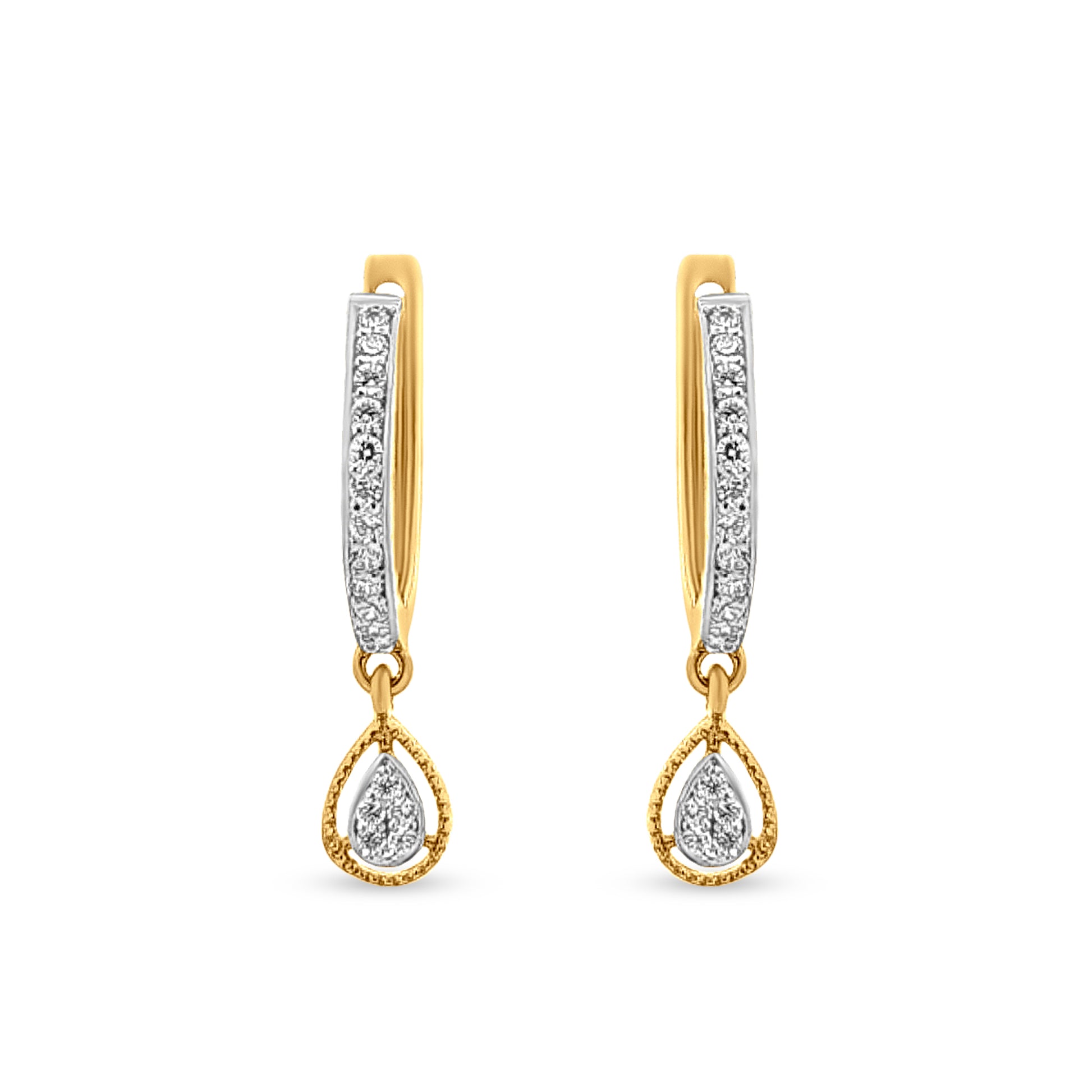 18k Gold Hoops with Pear Drop Charm