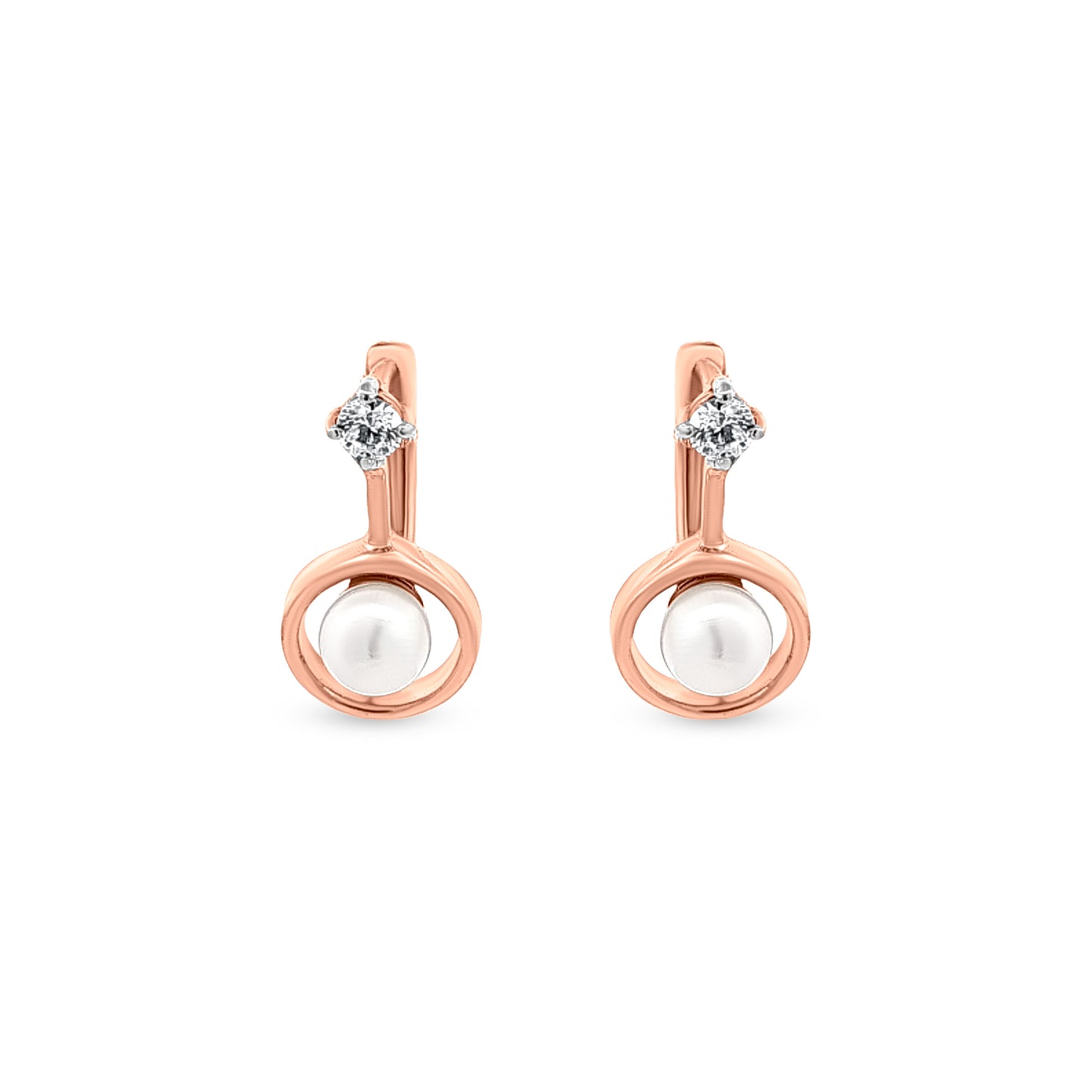 18k Rose Gold Earrings with Pearl and Stones