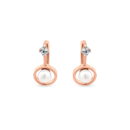 18k Rose Gold Earrings with Pearl and Stones