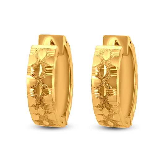 Textured Huggie Hoop Earring In 22K Gold