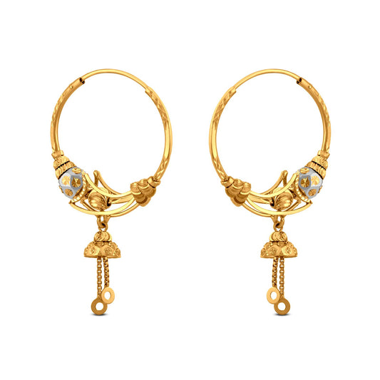 Modern Baali Drop Earring In 22K Gold With Rhodium