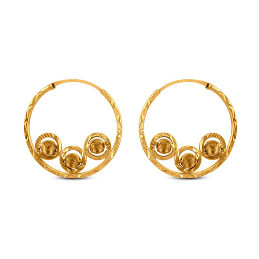 Circular Hoop Earring In 22K Gold