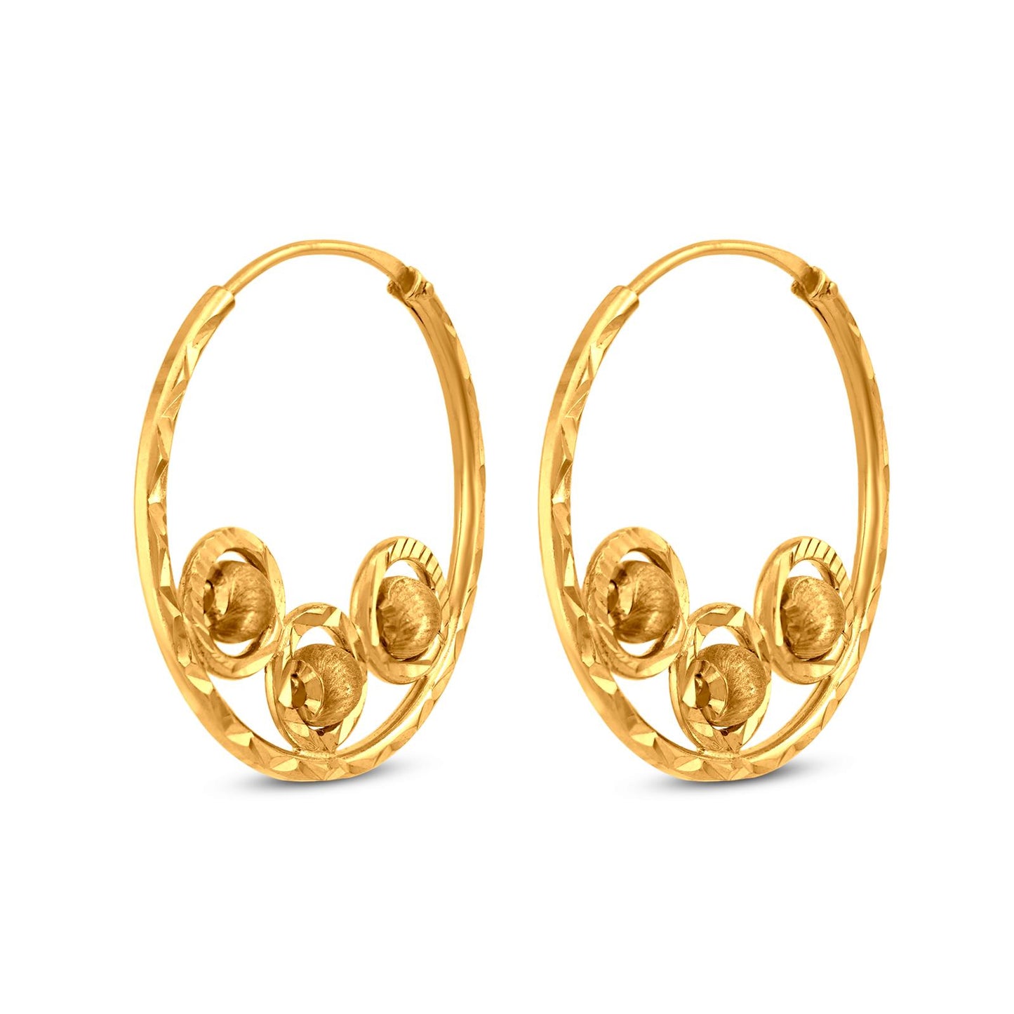 Circular Hoop Earring In 22K Gold