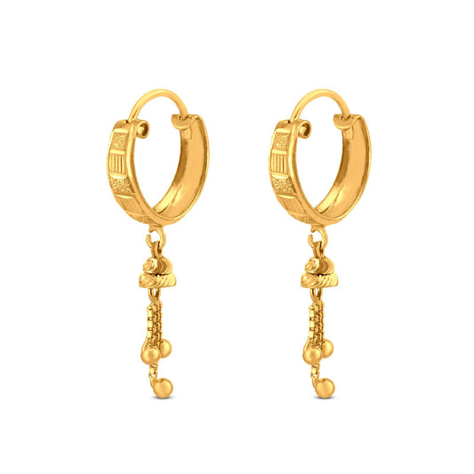 Stylish Hoop Drop Earring In 22K Gold