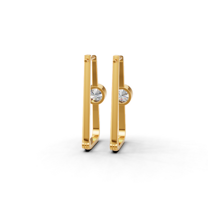 14K Gold Hoop Earrings with Cubic Zirconia Sparkle