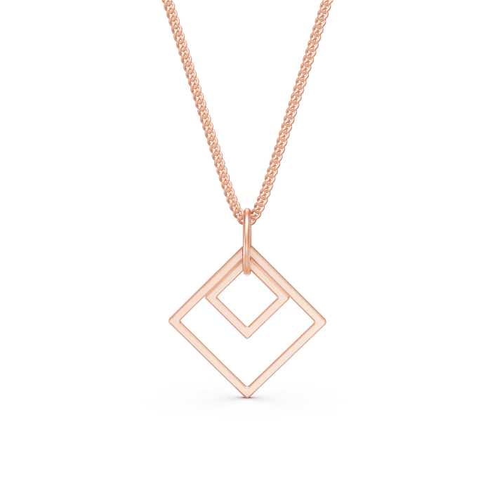 Ira-14K Rose Gold Minimalist Rhombus Frame Pendant