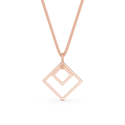 Ira-14K Rose Gold Minimalist Rhombus Frame Pendant