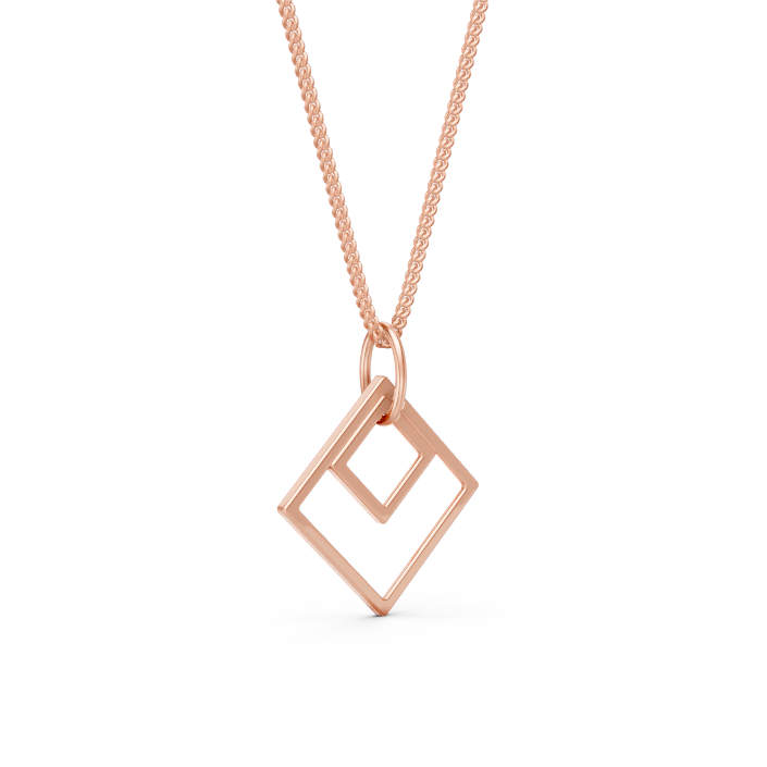 Ira-14K Rose Gold Minimalist Rhombus Frame Pendant