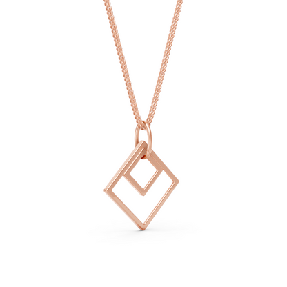 Ira-14K Rose Gold Minimalist Rhombus Frame Pendant