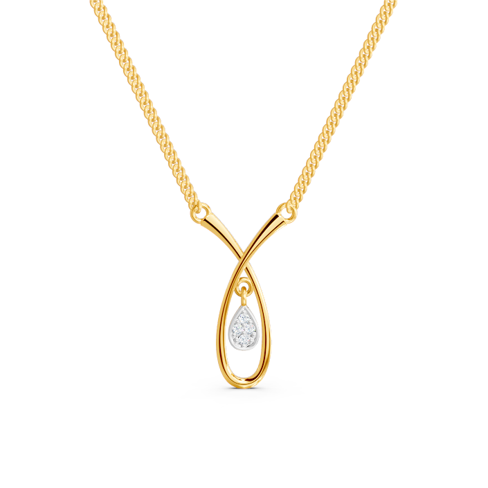Swara-14K Gold Minimalist Diamond Pendant with Teardrop Charm