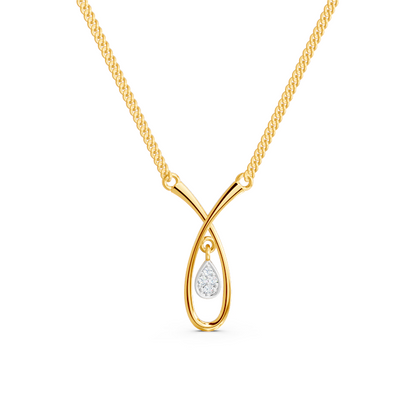 Swara-14K Gold Minimalist Diamond Pendant with Teardrop Charm