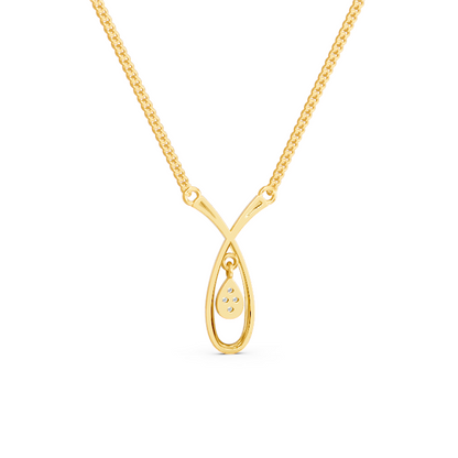 Swara-14K Gold Minimalist Diamond Pendant with Teardrop Charm