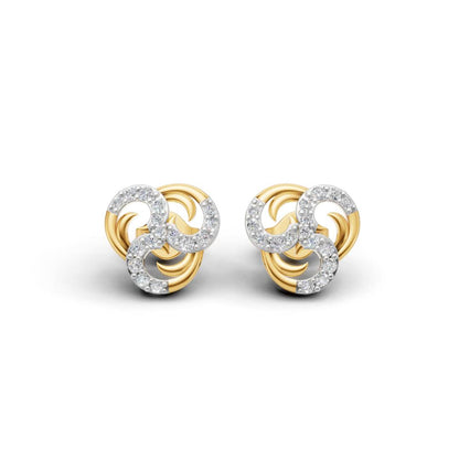 14K Gold Stud Earrings with CZ Stones