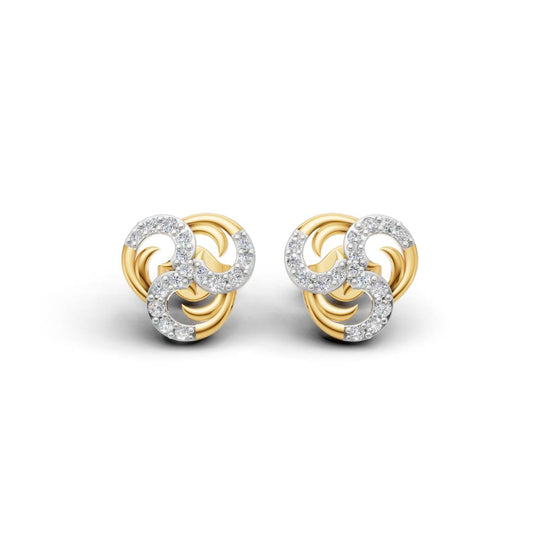Chakra 14K Gold Stud Earrings with CZ – Symbol of Wholeness