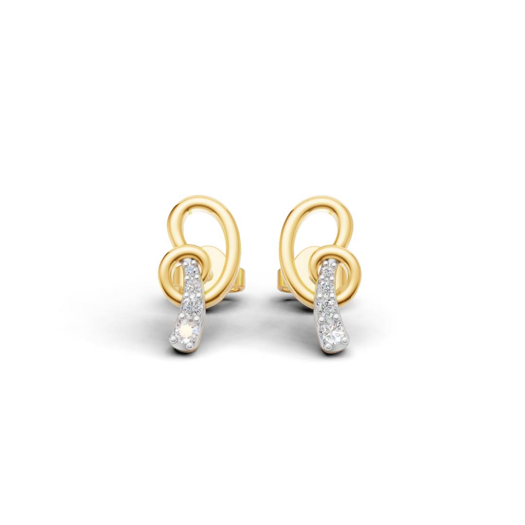 Tanvi 14K Gold Stud Earrings with CZ – Loop & Line Elegance