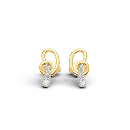 Tanvi 14K Gold Stud Earrings with CZ – Loop & Line Elegance