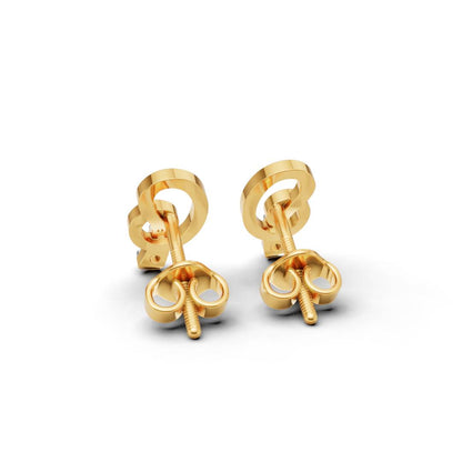 Tanvi 14K Gold Stud Earrings with CZ Loop & Line Elegance