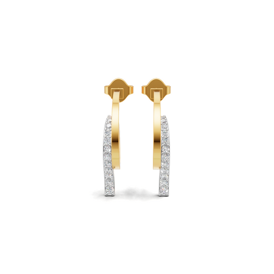 Sutra 14K Gold Stud Earrings with CZ – Modern Elegance