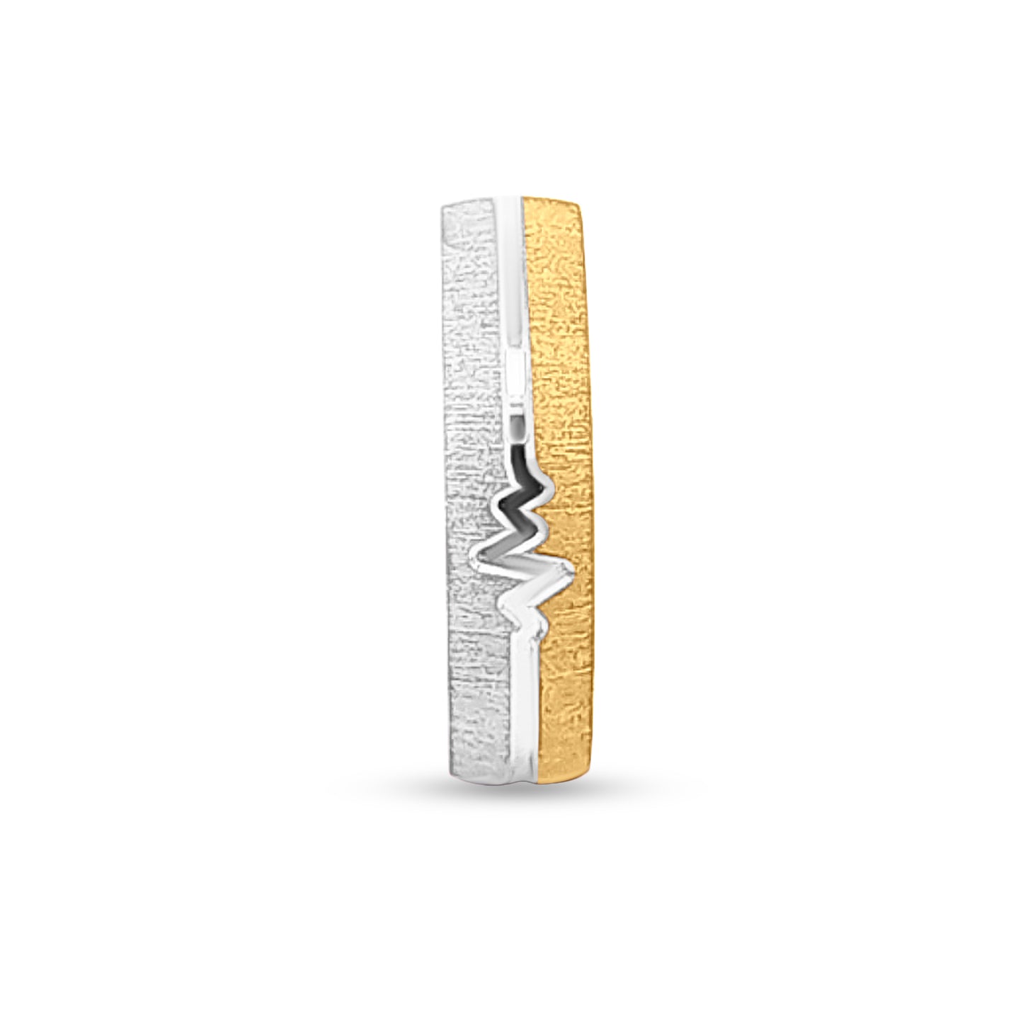 Ishika Hearts: 22k White and Yellow Gold Couple Heartbeat Ring