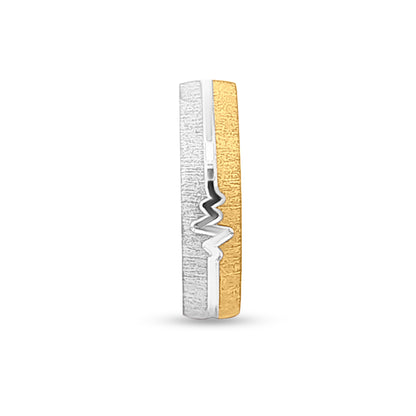 Ishika Hearts: 22k White and Yellow Gold Couple Heartbeat Ring
