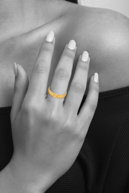 Golden Blossom 22k Yellow Gold Designer Couple Band Ring