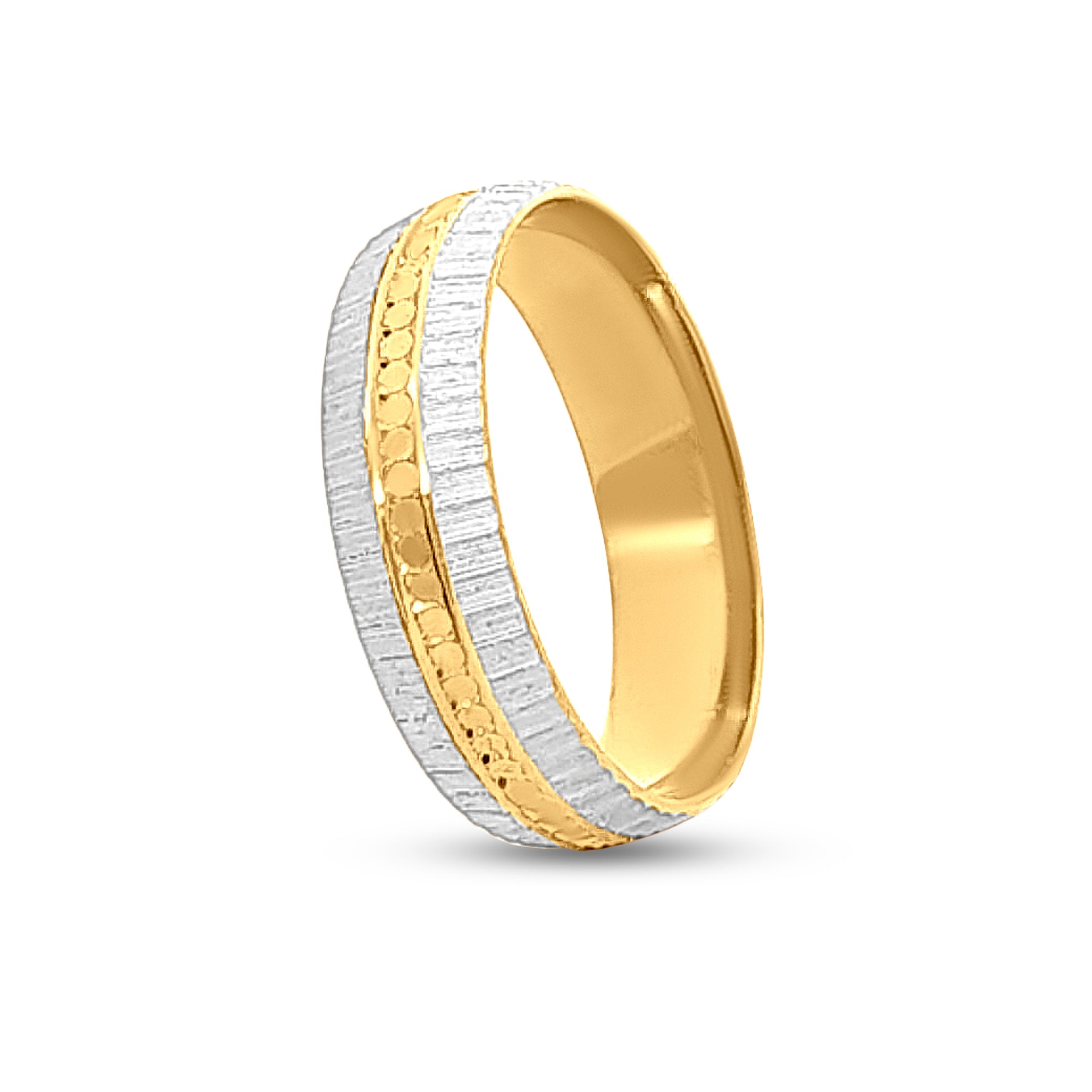 22k Gold Couple Band Ring with Partly Rhodium