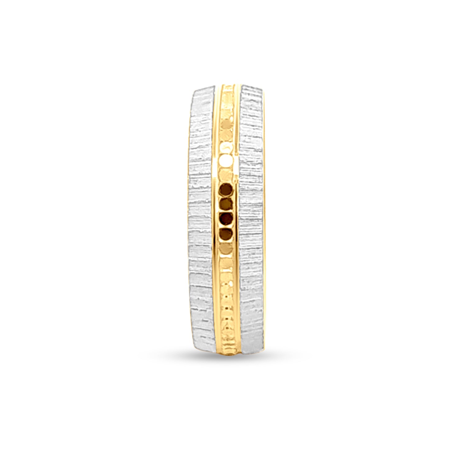 Saanjh Milan Bands: 22k White and Yellow Gold Couple Band Ring Set