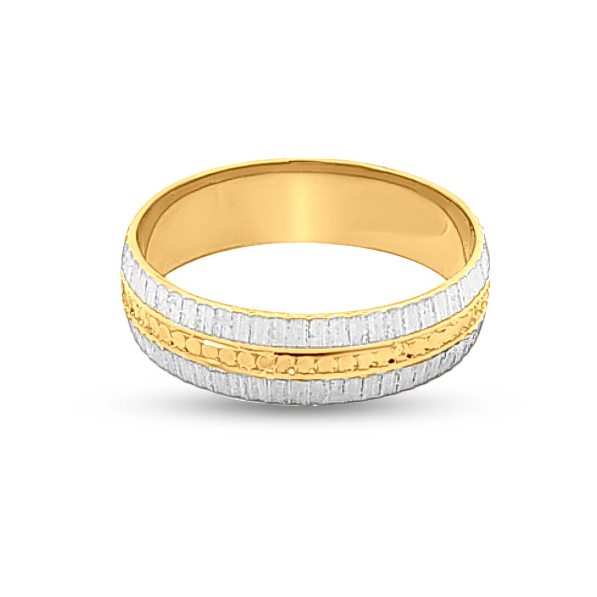 22k Gold Couple Band Ring with Partly Rhodium