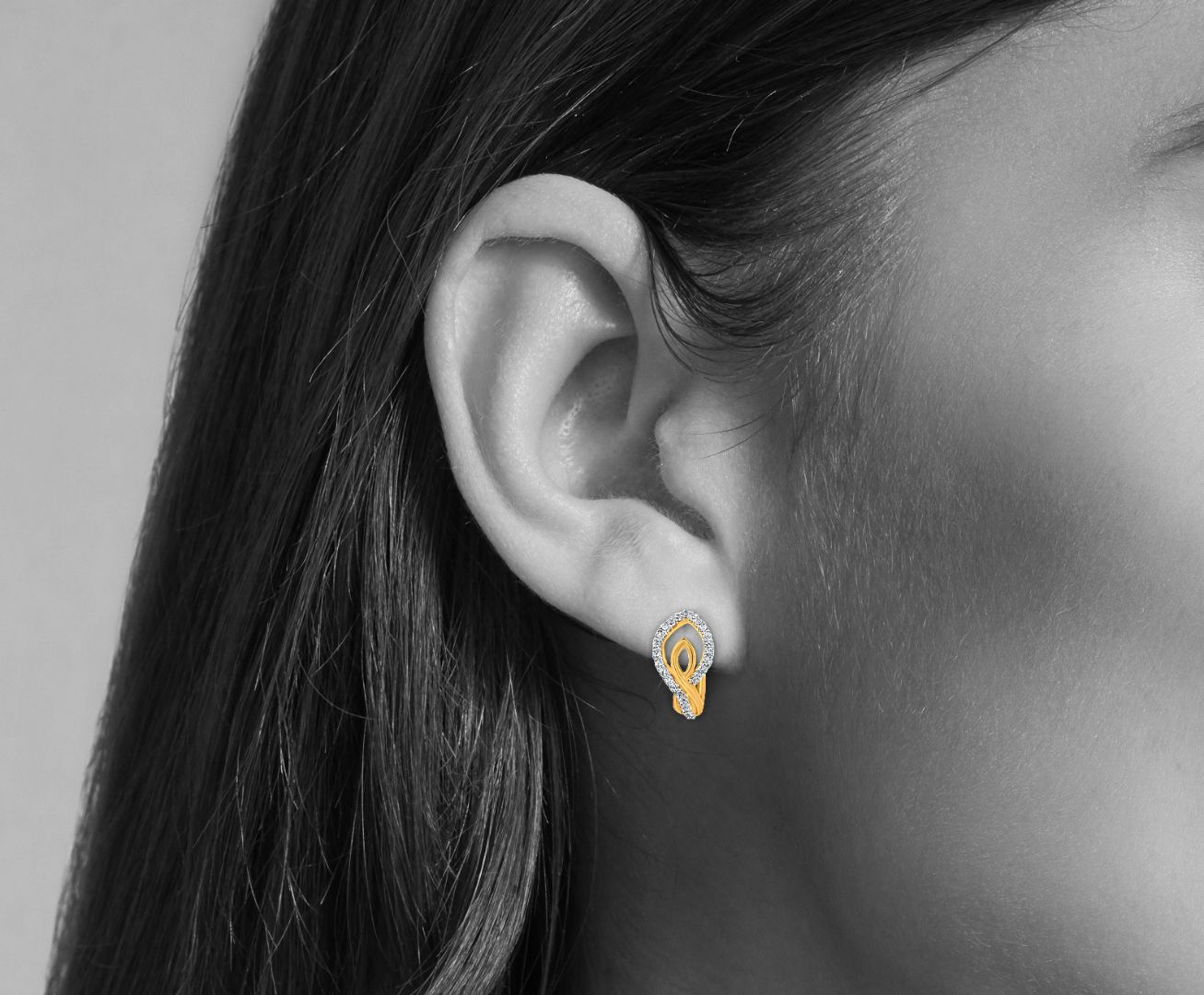 Pushpani: 18k Yellow Gold Contemporary Hoop Earrings