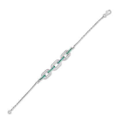 Anvika - 14K White Gold Lab-Grown Diamond and Emerald Chain Bracelet