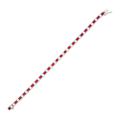 Ridhima - 14K White Gold Lab-Grown Diamond and Ruby Stone Tennis Bracelet