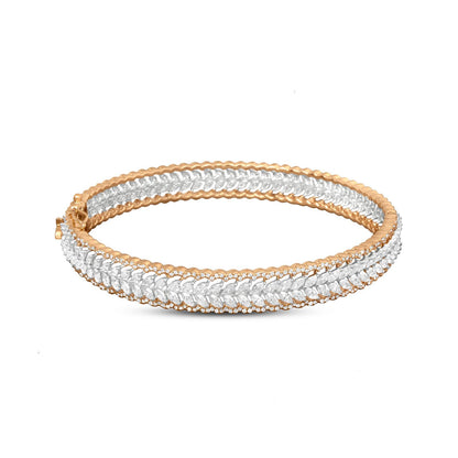 Leaf Diamond Bangle In 18K White And Yellow Gold