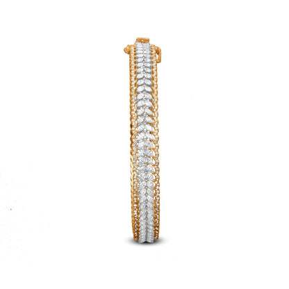 Leaf Diamond Bangle In 18K White And Yellow Gold