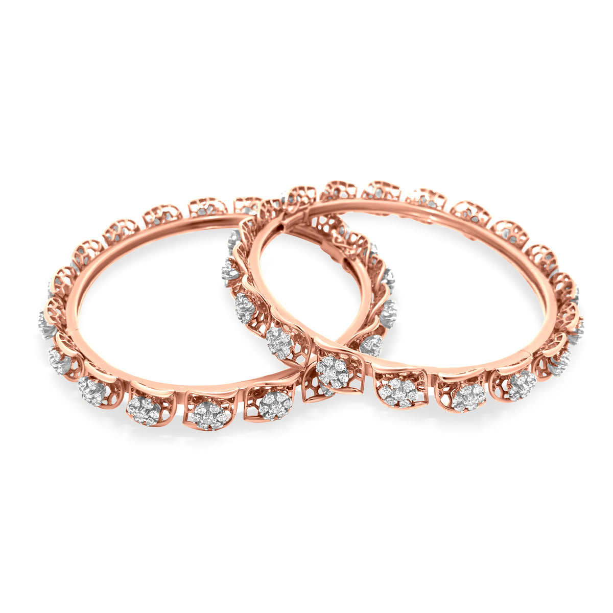 Classic 18K Rose Gold Vs Quality Bridal Diamond Bangle