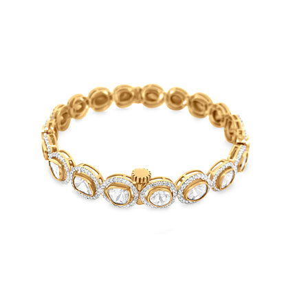 18K Yellow Gold Polki Diamond Traditional Bangle