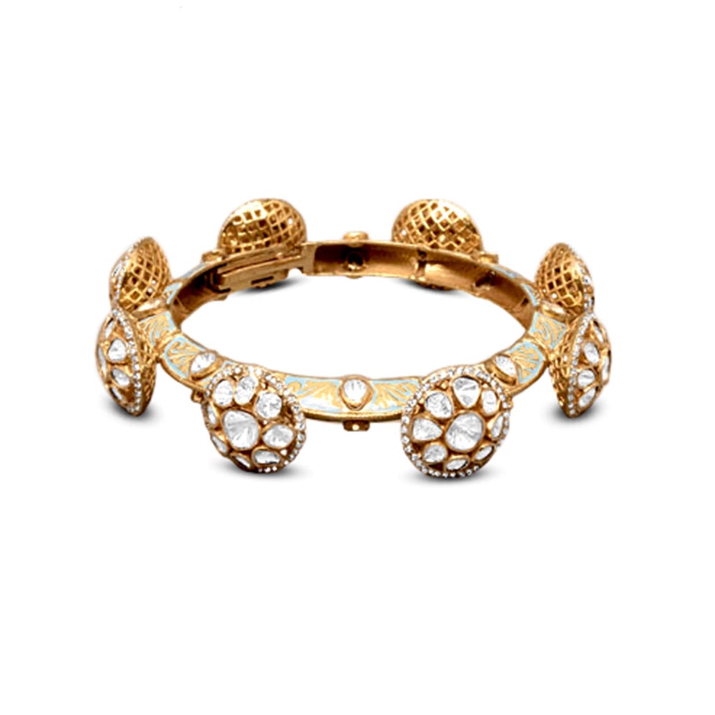 Polki Bangle In 18K Yellow Gold With Enamel