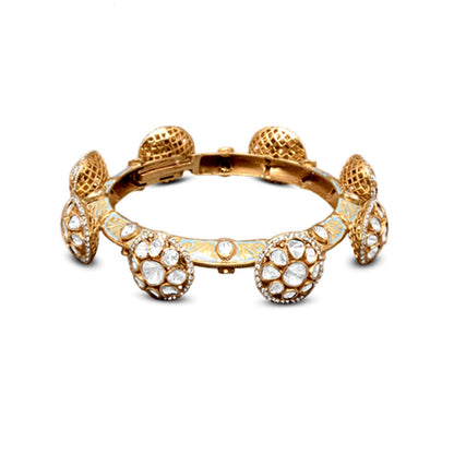 Polki Bangle In 18K Yellow Gold With Enamel
