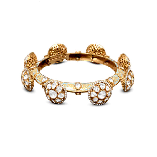 Polki Bangle In 18K Yellow Gold With Enamel