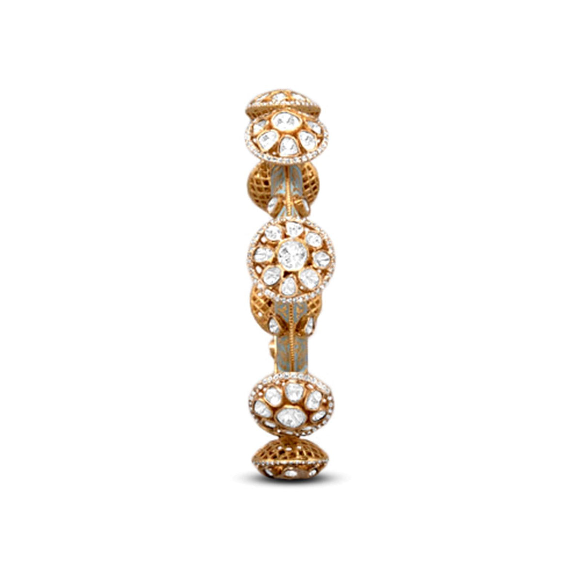Polki Bangle In 18K Yellow Gold With Enamel