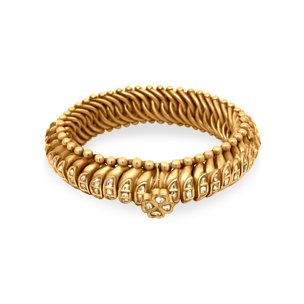 22K Yellow Gold Diamond Polki Bridal Bangle