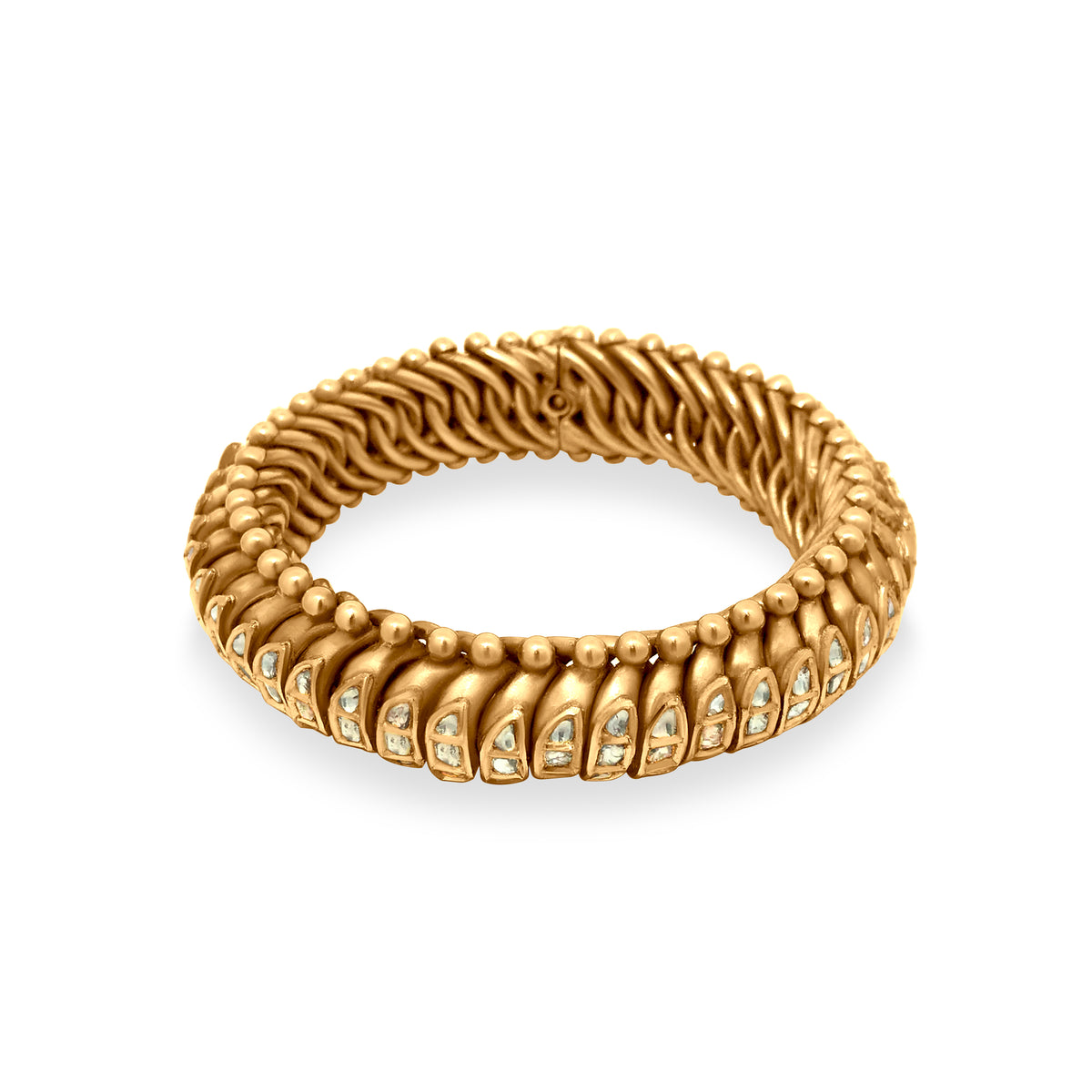 22K Yellow Gold Diamond Polki Bridal Bangle