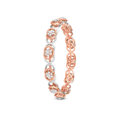 Diamond Bangle In 18K Rose Gold With White Rhodium