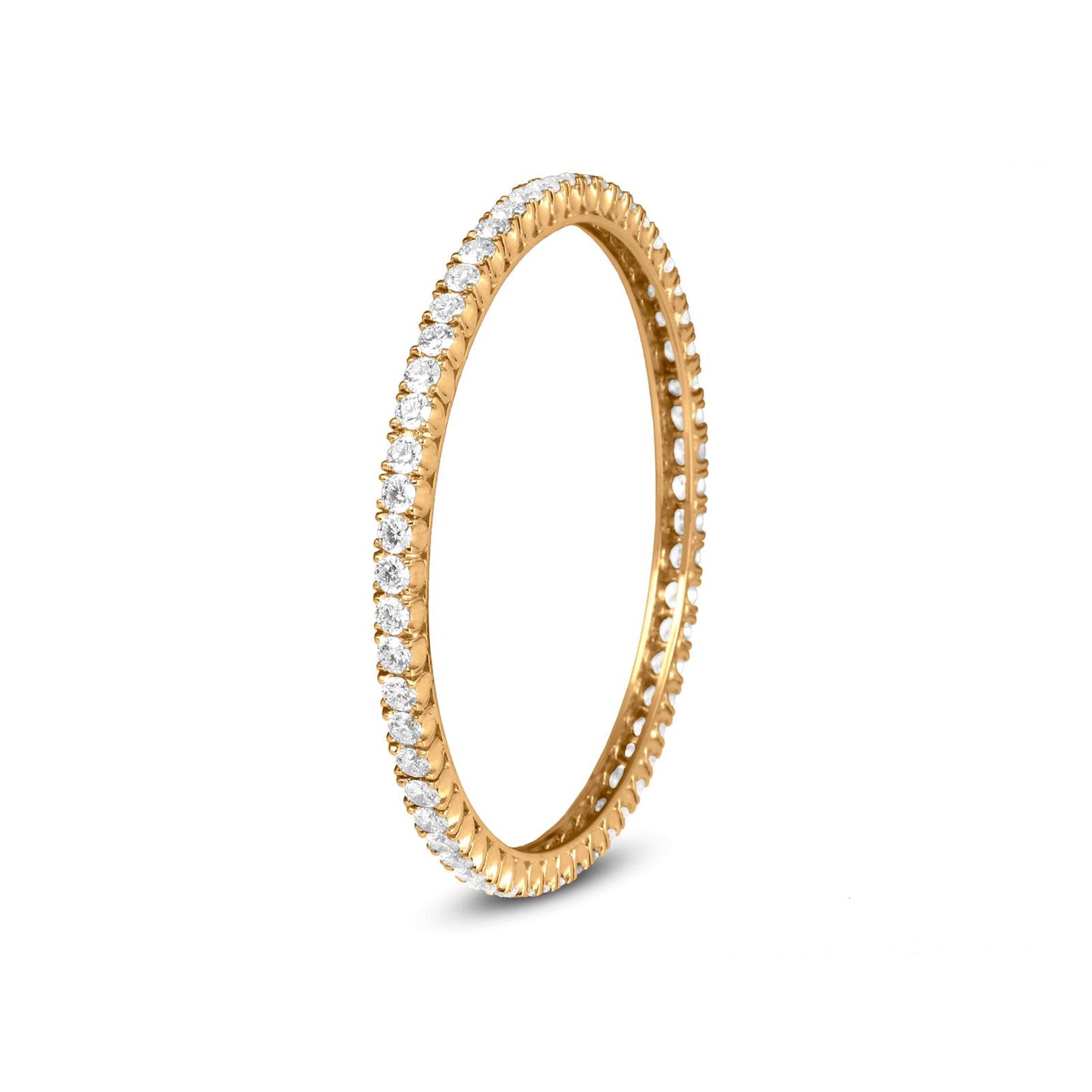 18K Yellow Gold Bangle With Round Diamonds