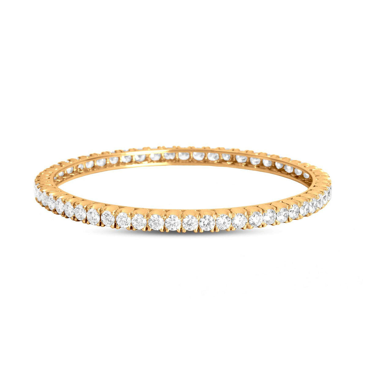 18K Yellow Gold Bangle With Round Diamonds