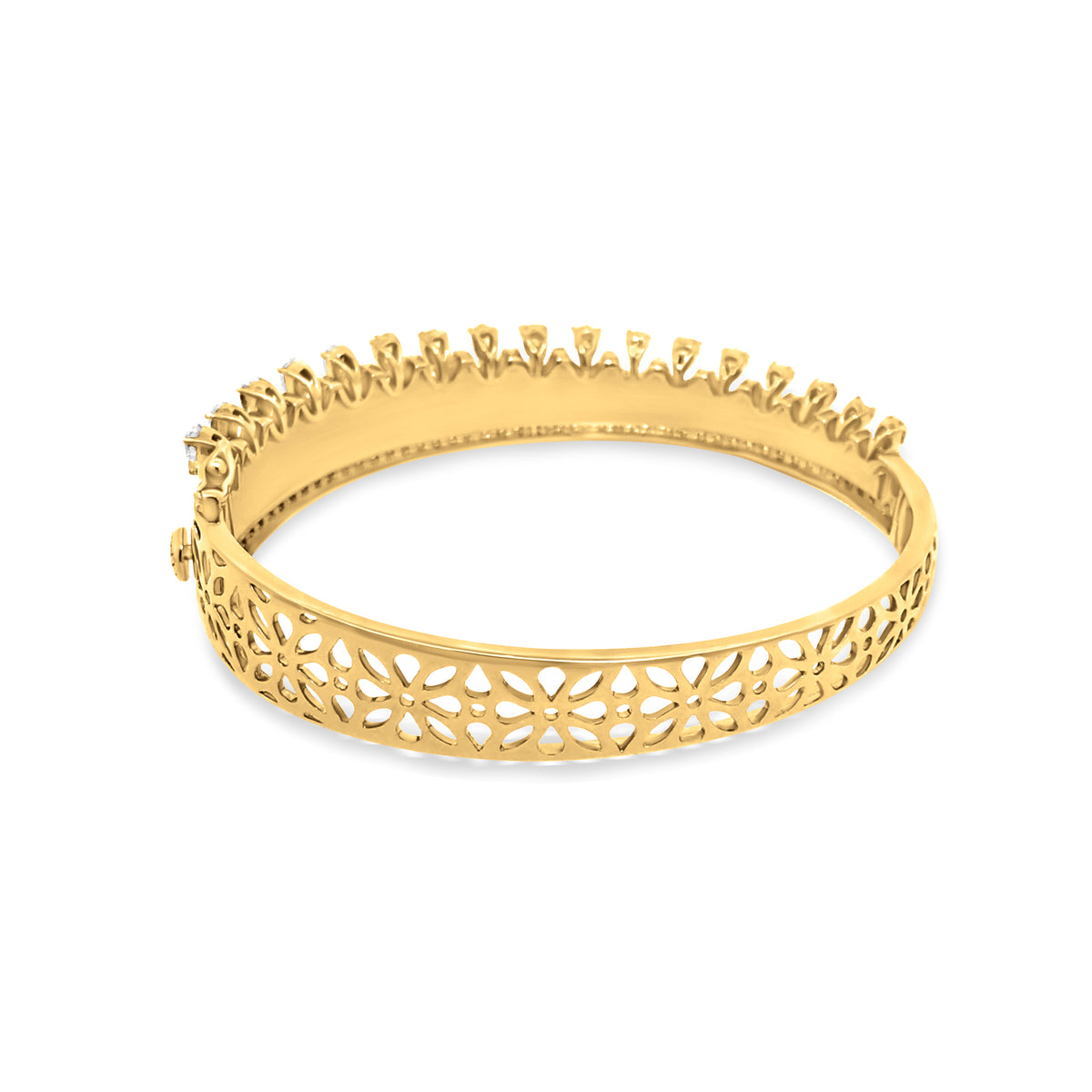 18K Yellow Gold Diamond Floral Bangle