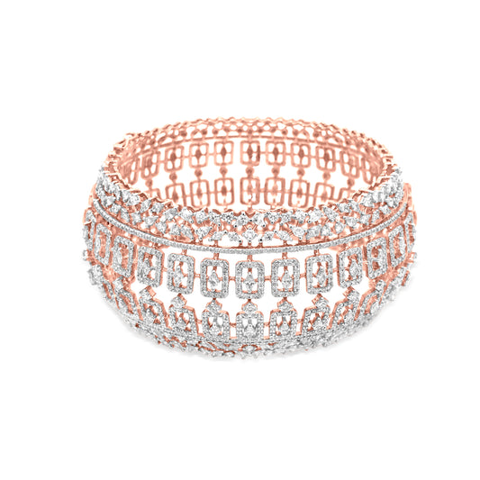 Diamond Cuff Bangle In 18K Rose Gold
